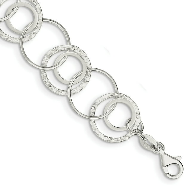925 Sterling Silver Circle Link Bracelet Fancy