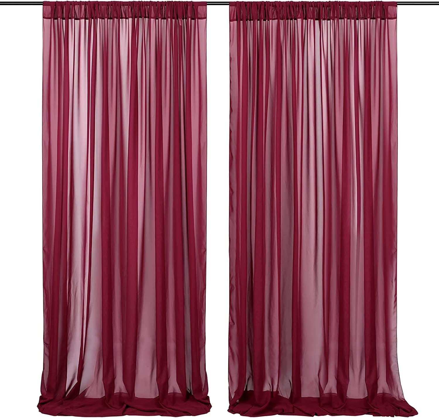 White Chiffon Backdrop Curtain - 2 Panels (4.9' X 10' Each) Sheer Drapes For Wedding, Party, Photo Booth Background