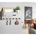 thumbnail image 2 of Homaryx Wall Mounted Key Holder with Shelf and Mail Organizer, Wooden Key Hanger Rack for Entryway, Living Room, Hallway Home Essentials White, 2 of 6