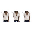 thumbnail image 2 of Camiseta de gasa Minnieouse para mujer blusa de encaje manga corta cuello en V Color sólido, 2 of 6