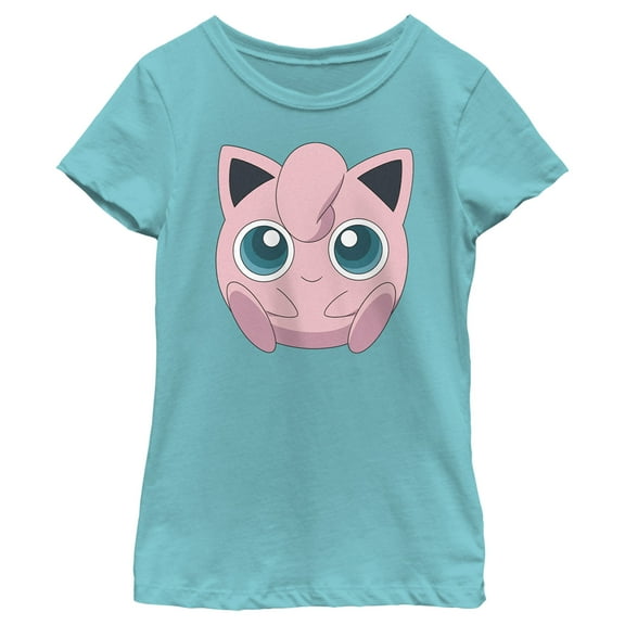 Girl's Pokemon Cute Jigglypuff Graphic Tee Tahiti Blue Large