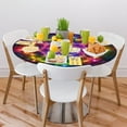 thumbnail image 2 of Mandala Ethnic Flower Rainbow Round Tablecloths with Elastic Edge Fitted Round Table Cloth Wipeable Washable Circle Table Covers for Dinner Patio Party Indoor Outdoor Kitchen Decor (Fit 45-52 In), 2 of 6
