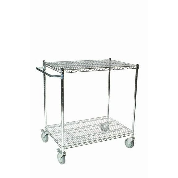 18" Deep x 18" Wide x 39" High 2 Tier Chrome Wire Shelf Cart