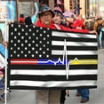 thumbnail image 2 of Bayyon First Responder Thin Red Blue Gold Line Grommet Flag Police Fire and Dispatch Flag Banner with Grommets 3x5Feet Man cave Decor, 2 of 6