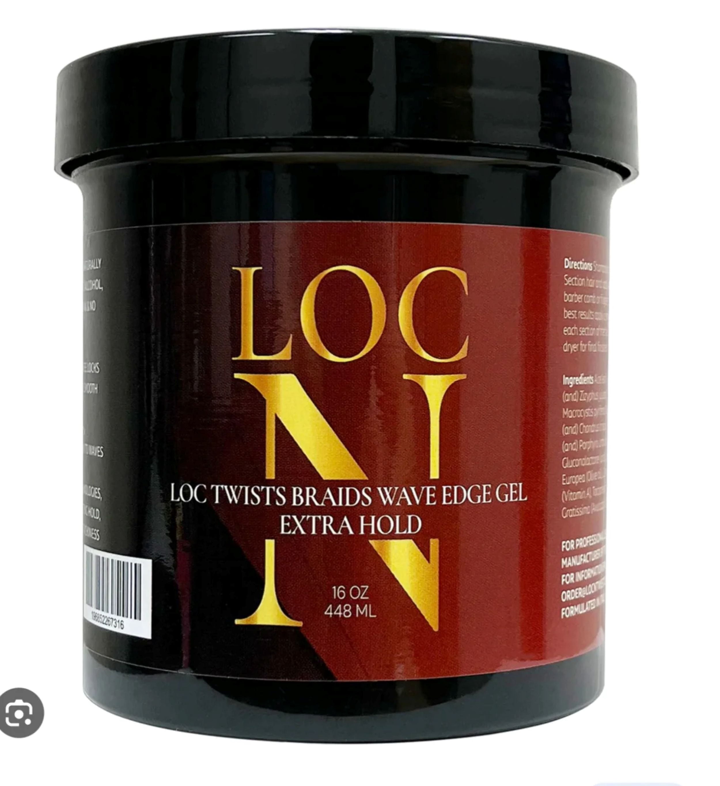 Loc 'N Twists, Braids Wave Edge Gel - Extra Hold Hair Gel, 8 oz, Frizz Control, All Hair Types
