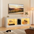 thumbnail image 1 of Bestier TV Stand for TVs up to 60" Entertainment Center with LED Lights Storage Shelves Modern High Gloss Console Table, White, 1 of 6