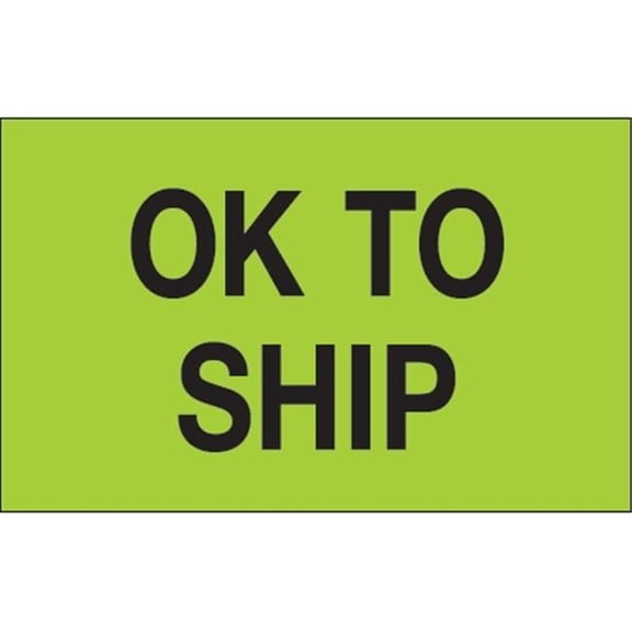 3 x 5 in. - OK To Ship Fluorescent Green Labels