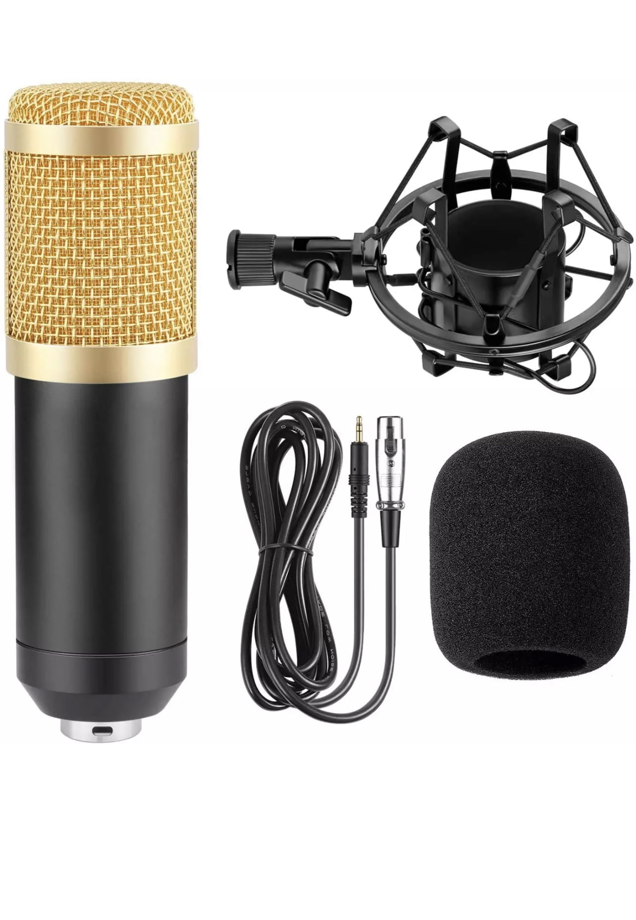 Condenser Microphone Bundle - BM-800 Mic Kit with Adjustable Mic Suspension Scissor Arm Stand - Broadcasting Metal Shock Mount, Double Layer Pop Filter for Studio Recording