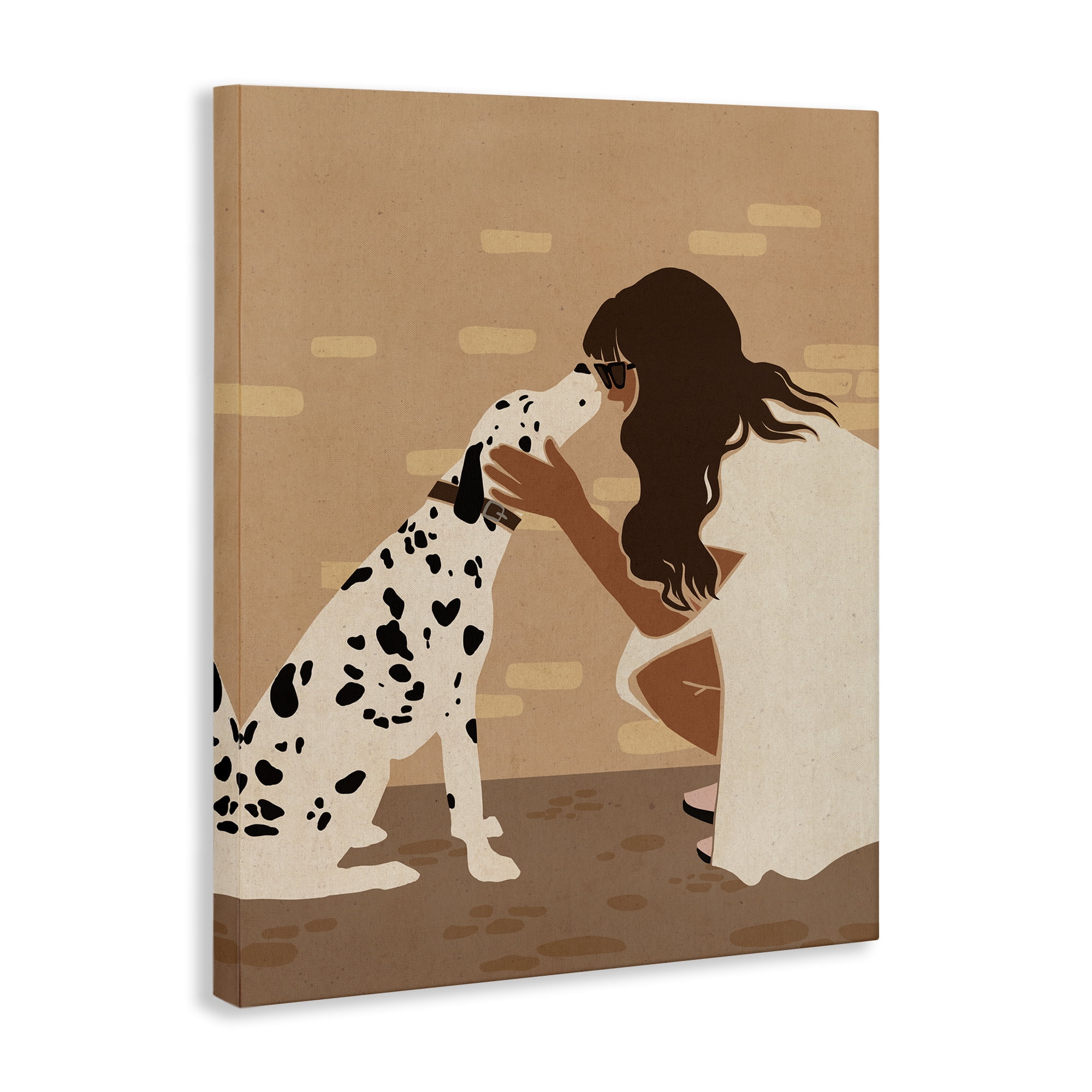 Stupell Industries Girl Hugging Dalmatian People Painting Wrapped Canvas Art Print Wall Art, 30 x 40