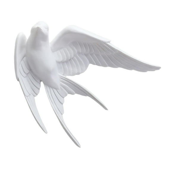 White Resin Birds Wall Decor ,Nordic Hanging 3D Sparrow Wall Art, Swallows Wall Sculptures for Office Living Room Patio Indoor Backyard , Up