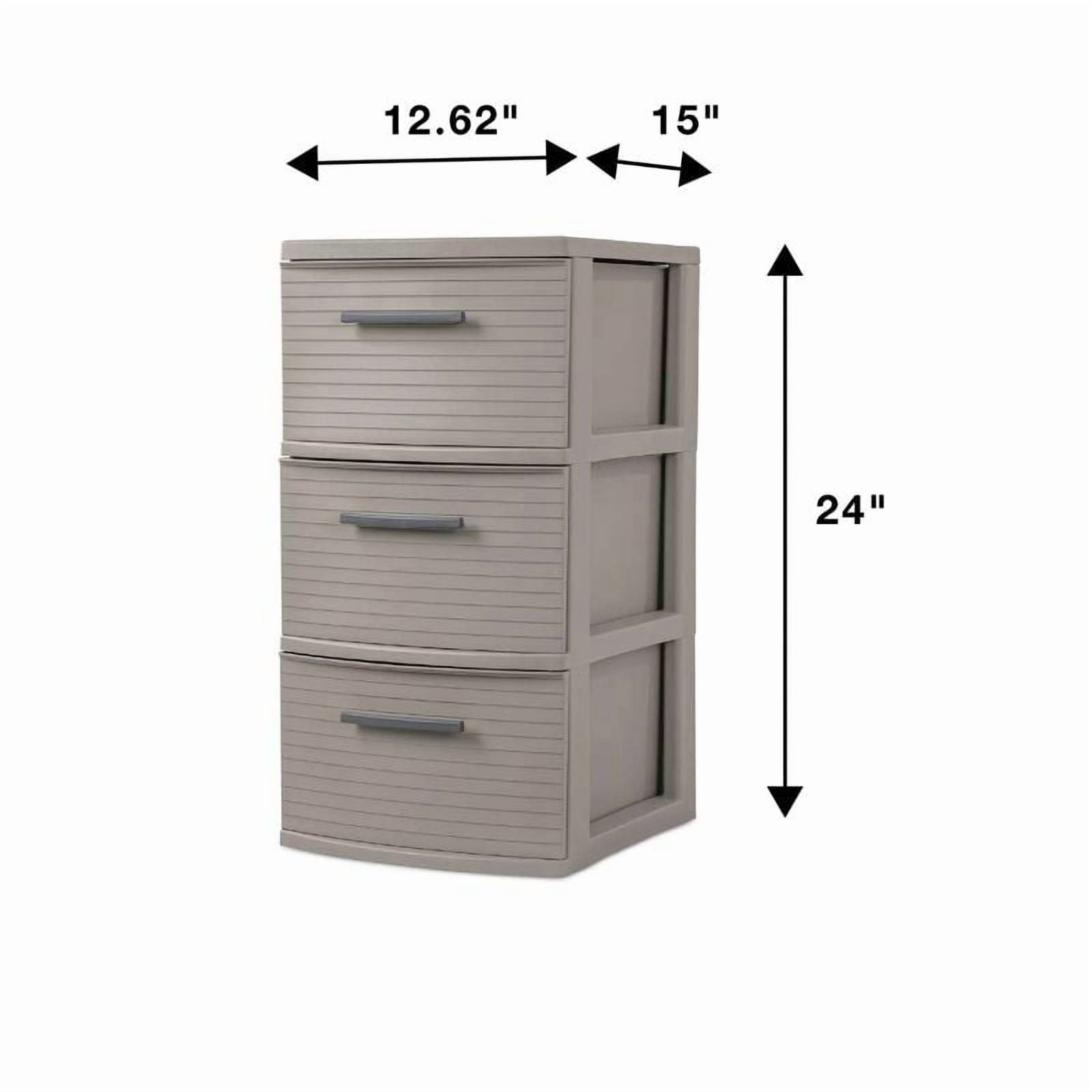 3 Drawer Medium Tower Dark Gray : Plastic Storage Drawers, Portable Universal Storage, No Assembly Required