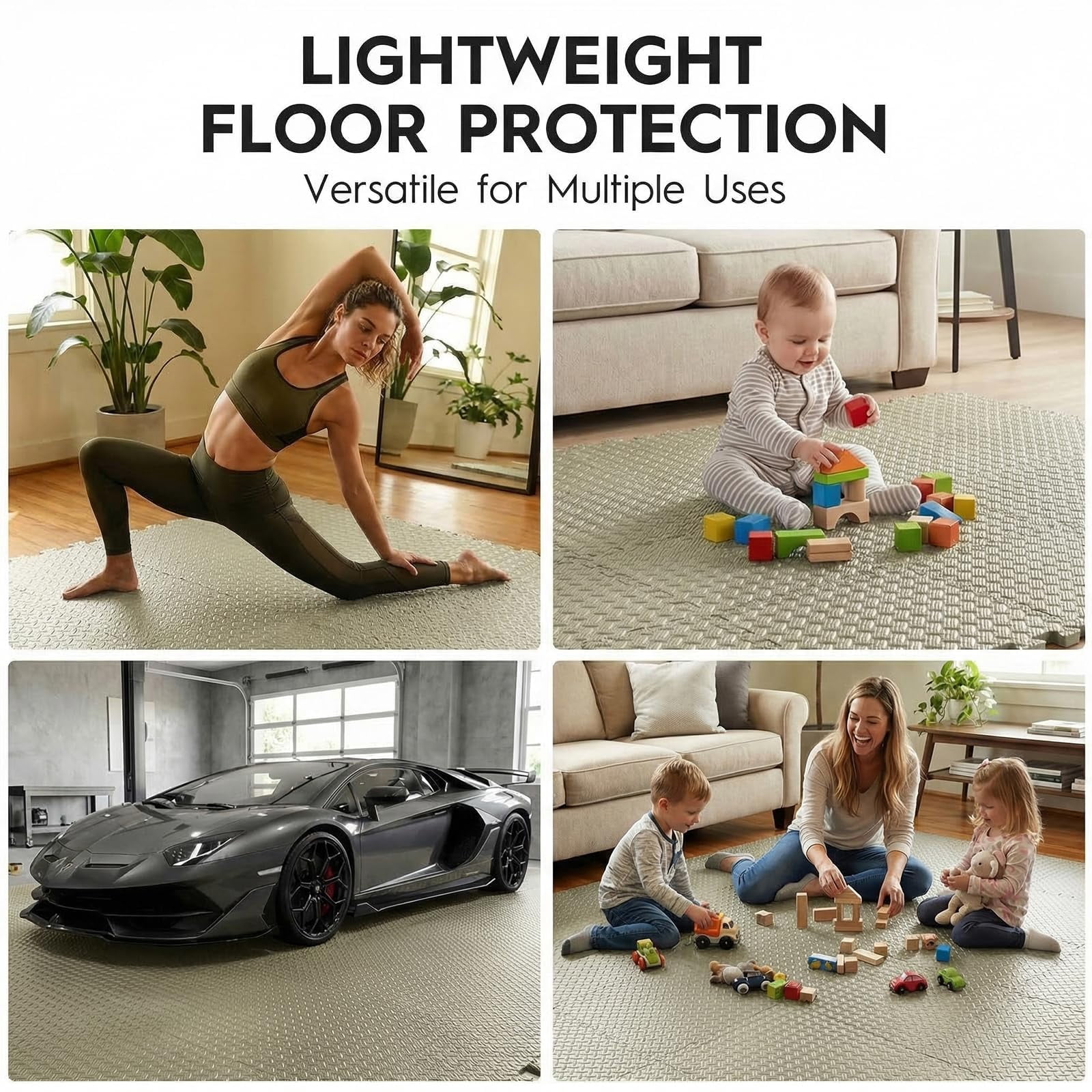 18 Tiles Puzzle Exercise Mat, EVA Interlocking Foam Floor Tiles, Non-Slip, Protective, Water-Resistant Flooring for Home Gym & Workout Equipment, 12.6" x 12.6" x 0.4", 18 Sq Ft