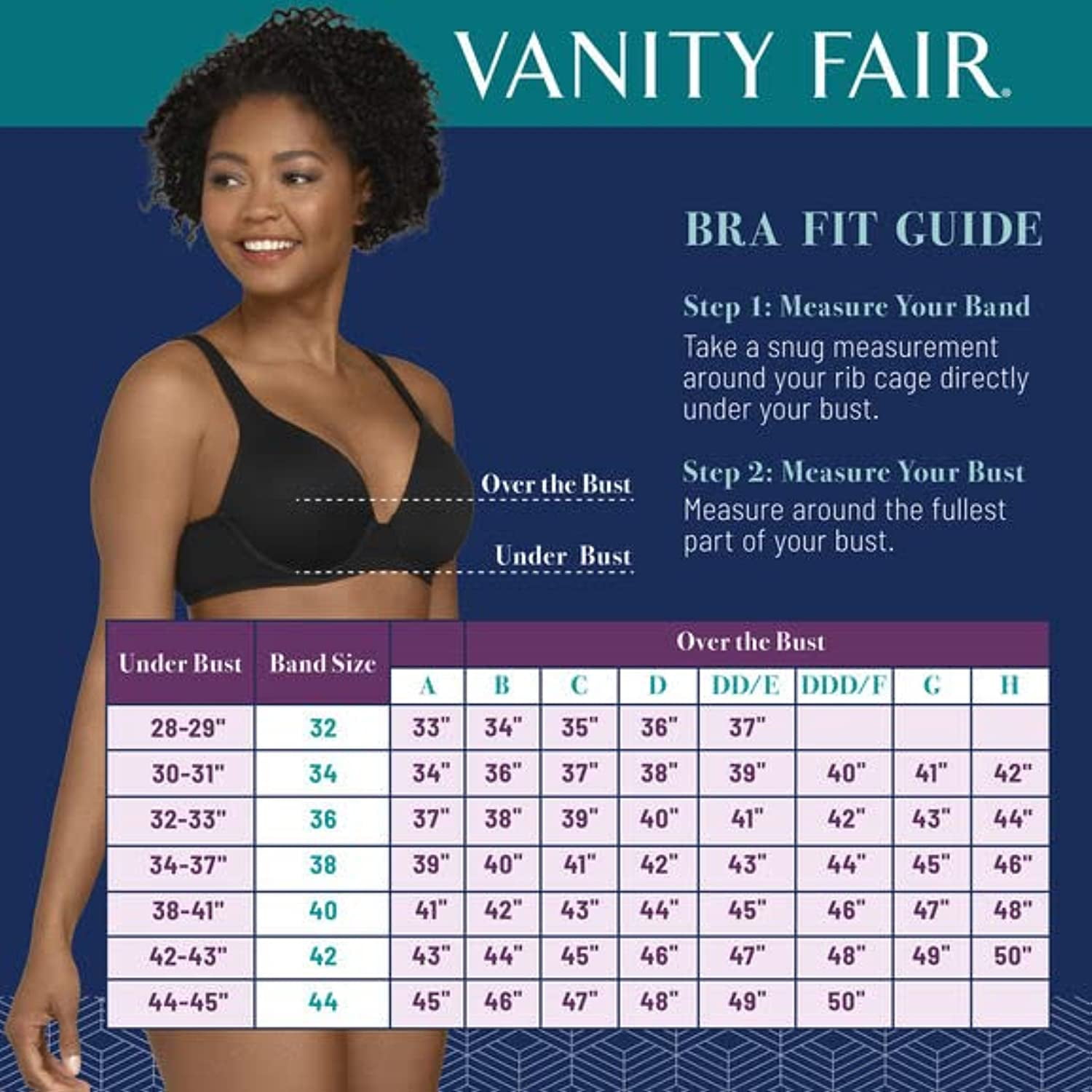 Women's Vanity Fair 75204 Beyond Comfort Full Coverage Underwire Bra (Rare Blue 36D)