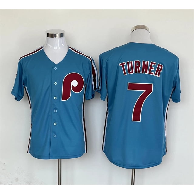 Nueva Camiseta De Béisbol Cardigan Phillies Baseball #7 Turner Summer Sportswear Blue-Xxl(52)
