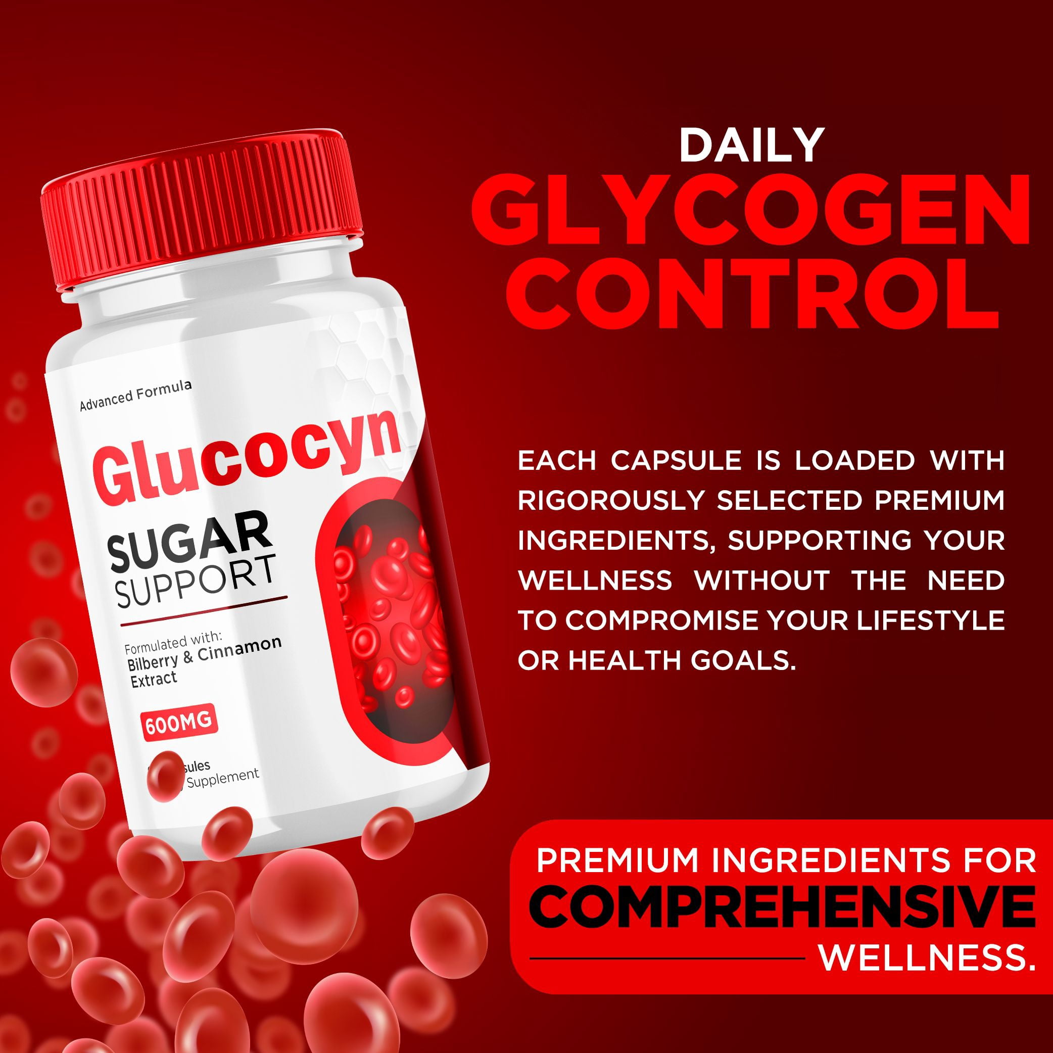 Glucocyn Advanced Formula Sugar Support Capsules Natural Glycogen Supplement 120 Capsules