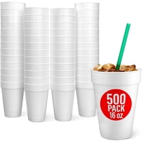 Styrofoam Cups 16 Oz, 500 Count Disposable Foam Cups for Coffee, Tea, Hot Cocoa, Soup, Broth, Smoothie, Soda, Juice