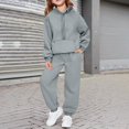 thumbnail image 2 of KAUOD Kids 2 Piece Joggers Set Half Zipper Cotton Hoodies Sweatpants Sweatsuits Boys Girls Plain Soft Pullover Sweatshirts, 2 of 8