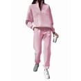 thumbnail image 1 of Conjunto Deportivo de 2 Piezas para Mujer: Sudadera de con Media Cremallera y Pantalón de Chándal Rosa XL, 1 of 8