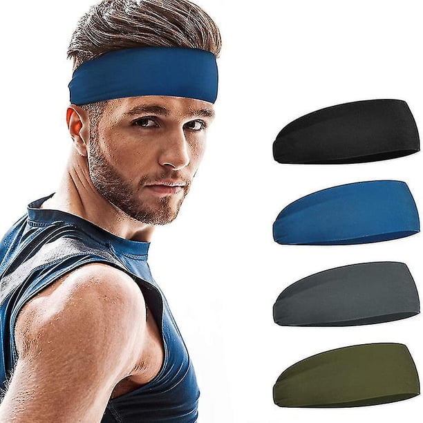 Bandas para la cabeza deportivas para hombres (paquete de 4), bandas para la cabeza que absorben la humedad, bandas para la cabeza para correr, andar en bicicleta Feliz Sencillez