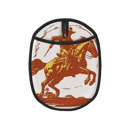 

Lukts Vintage Cowboy On A Bronco Horse Print Silicone Pot Mat Mitten With Hanging Loop Heat Resistant Oven Mitts Non-Slip Bbq Baking Smoking Potholders