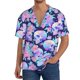 thumbnail image 1 of Fotbe pinkk flower crystal Skull Camisa Estampada de Manga Corta para Hombre, Casual de Verano, Estilo Playero, Sin Arrugas-4X-Large, 1 of 5