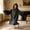 Black L, variant on Wearable Blanket Hoodie with Slippers, Oversized Flannel Bird Onesie for Adults, Funny Loungewear Footwear Set Cozy Sleepwear Costume