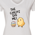 thumbnail image 4 of Inktastic The Chicks Dig Me Easter Baby Chick with Basket and Eggs Women's V-Neck T-Shirt, 4 of 5