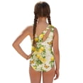 thumbnail image 3 of Xoenoiee Lemon Butterfly Flower Pattern Girls Swimsuit with Adjustable Straps Cut Out One Piece Bathing Suit with Cover Up Skirt, Comfortable Swimwear for Kids Teens, Size 7-8 Years, 3 of 7