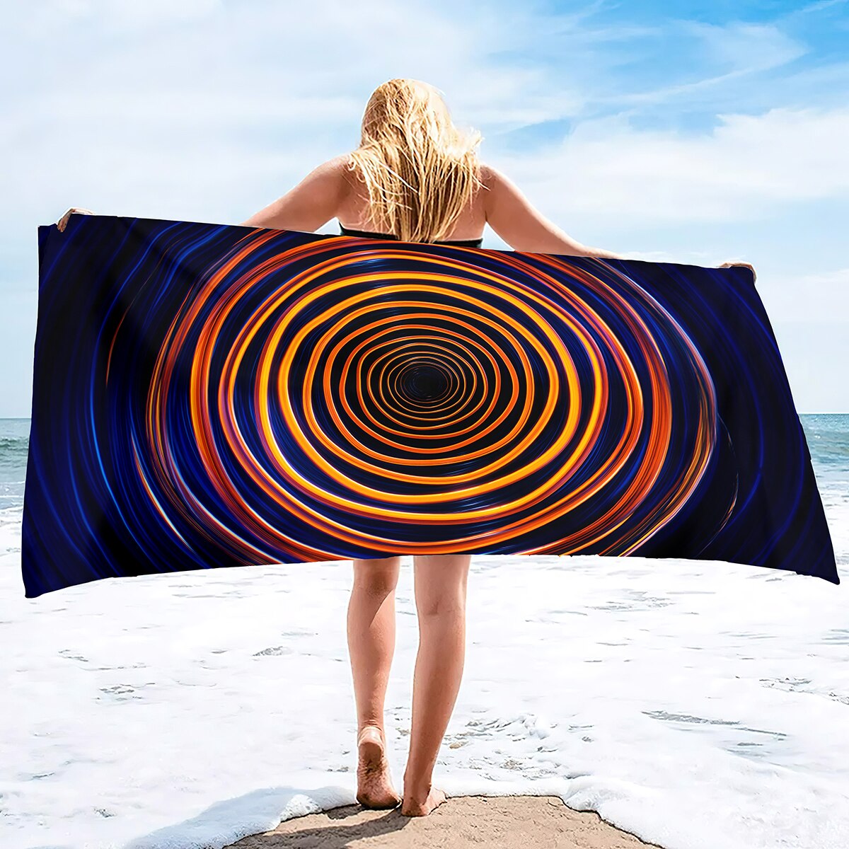 Large Beach Towel Circular Pattern Beach Towels Lightweight Quick Dry Beach Towel Pack and Cute