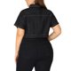 thumbnail image 3 of Chaqueta de mezclilla para mujer Agnes Orinda, talla grande, de manga corta, con botones, chaquetas de mezclilla recortadas 2X negra, 3 of 6