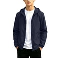 thumbnail image 2 of VEKDONE Big Boys Girls Lightweight Windbreaker Kids Hooded Full Zip Jacket Windproof Outdoor Casual School Active Outerwear Navy,12-13Years, 2 of 8