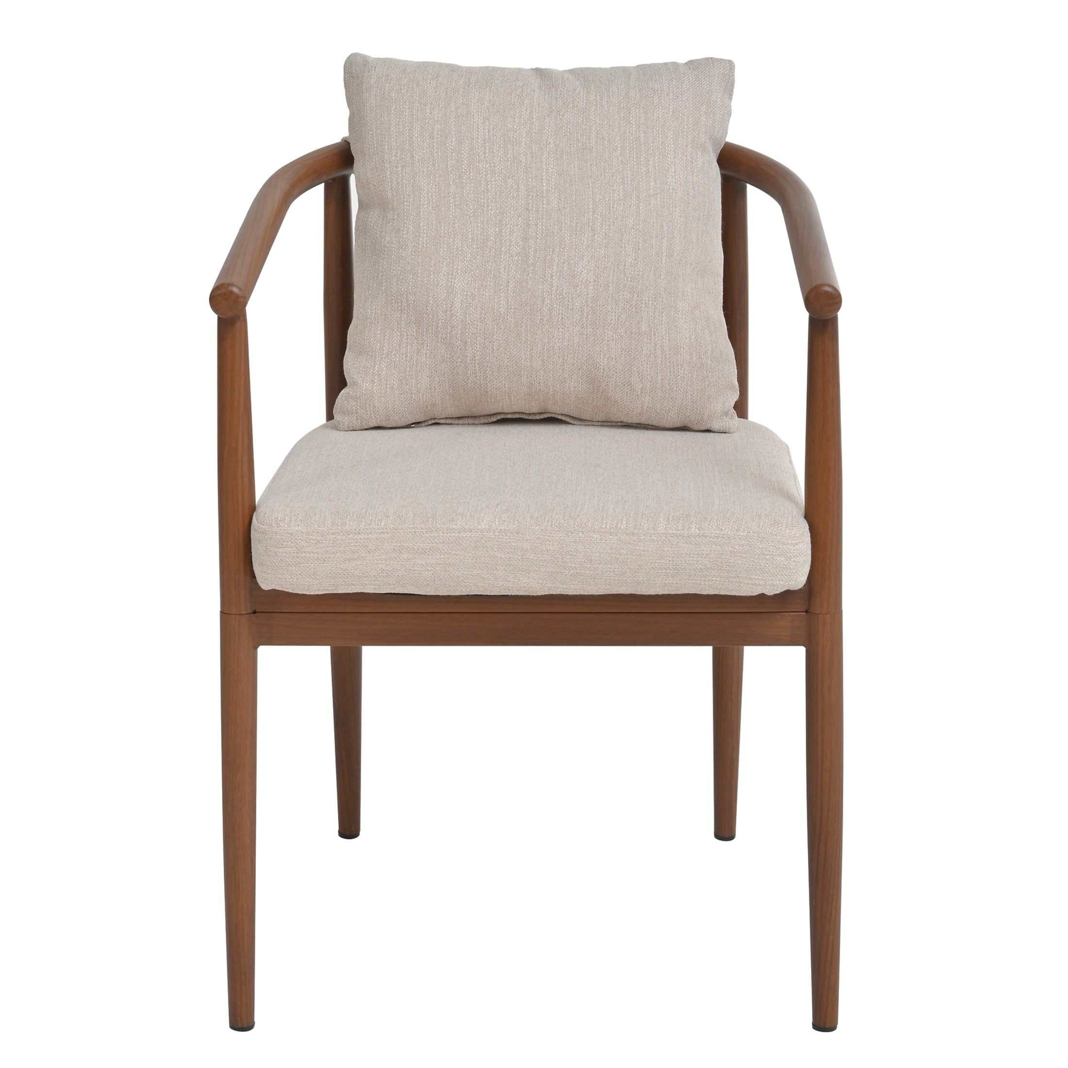 Christopher Knight Home Mid-Century Dining Chairs with Seat & Back Cushion, Iron Frame, Walnut+Beige, Set of 2