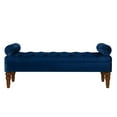 thumbnail image 2 of Navy Bed Bench / Bedroom Relaxing / Solid Wood and Velvet, 2 of 3