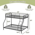thumbnail image 3 of Costway Twin over Full Metal Bunk Bed with Inclined Ladder Safety Guardrail, Slat Support Black, 3 of 9