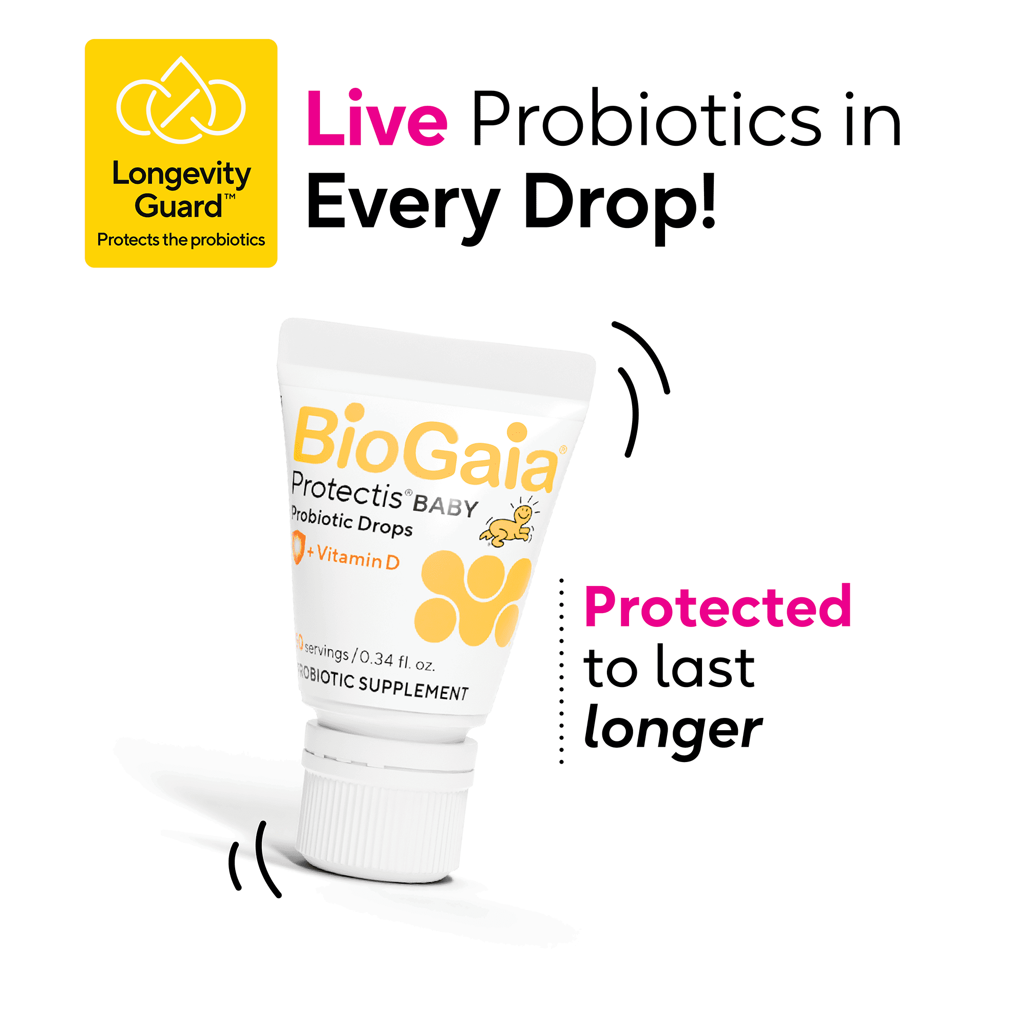 BioGaia Baby Probiotic Drops + Vit D | Ease Crying, Colic & Support Immune Health | 50-Day Supply