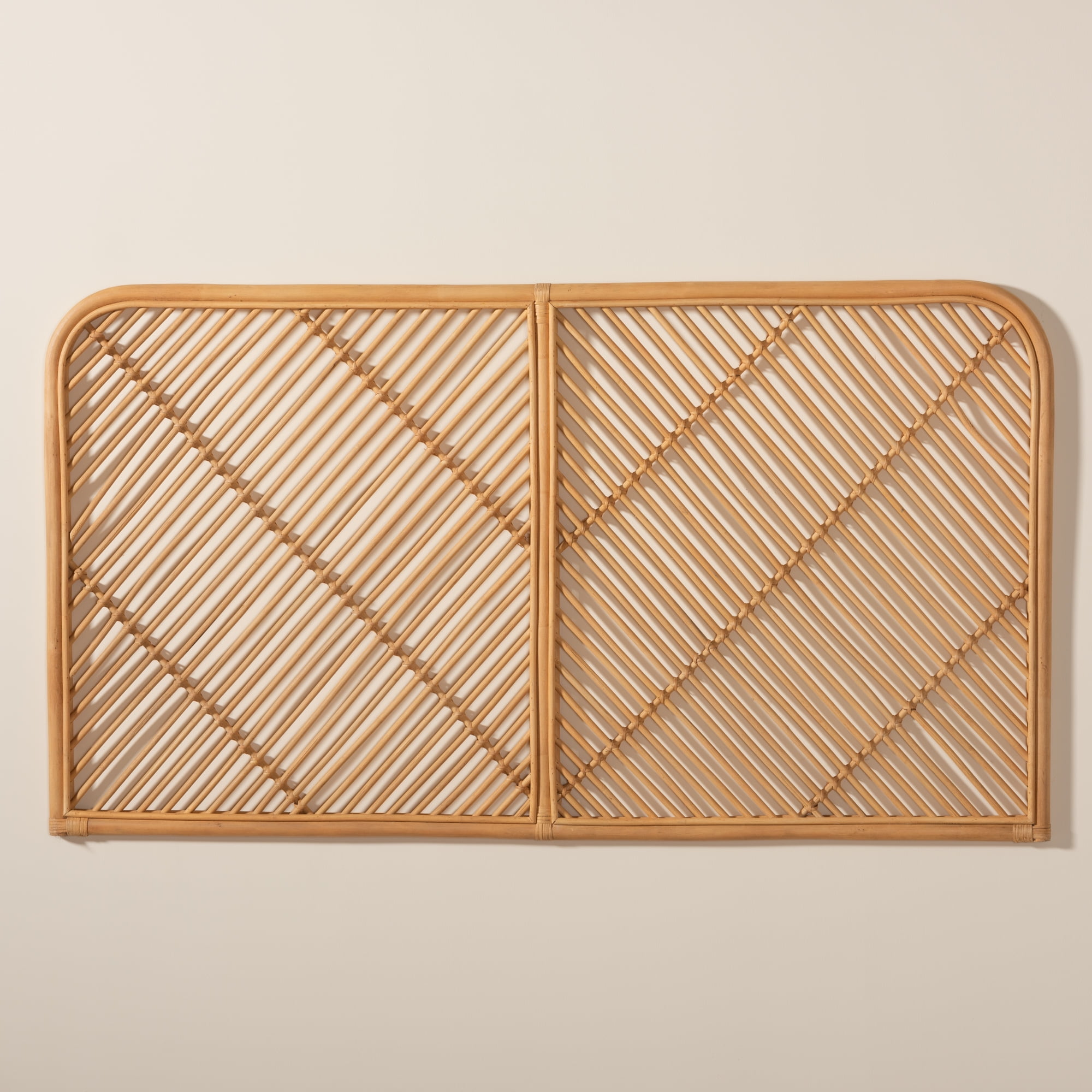 bali & pari Sakina Rattan BOHO Headboard, Queen Size, Natural Brown