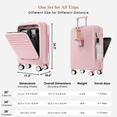 thumbnail image 7 of Euroco 3 Piece Luggage Sets Front Opening, ABS Hardshell Suitcase with USB Port,TSA Lock and Spinner Wheels,Lightweight Carry&nbsp;on&nbsp;Luggage&nbsp;with Cup Holder(20"/24"/28"),Pink, 7 of 7