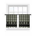 thumbnail image 2 of Checkered Stars Sheer Curtains 45 Inches Long 2 Panels Sage Green Black Plaid Art Light Filtering Semi Sheer Window Curtains Drapes for Bedroom Living Room 52"x45", 2 of 7