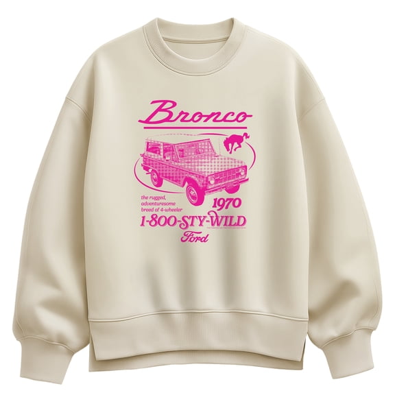 Ford - Pink 1970 Bronco - Women's Oversized Fleece Crew Sweatshirt