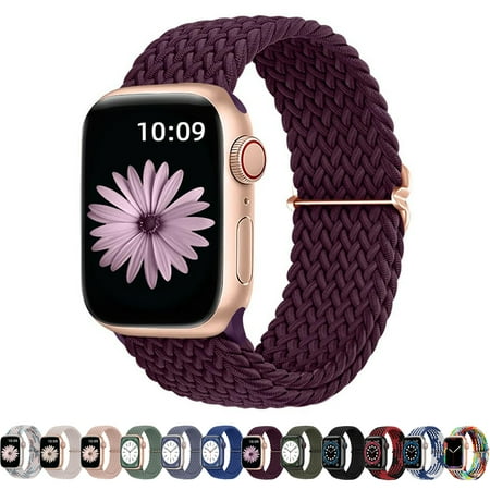Apple Watch Band 38mm 40mm 41mm 42mm 44mm 45mm 49mm for Women Men ,Braided Stretchy Adjustable Straps Compatible iWatch Bands for Series 9 8 SE 7 6 5 4 3 Ultra 2 1