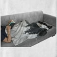 thumbnail image 6 of Nature Soft Flannel Fleece Blanket, Nature Theme Landscape with Trees Birds Cloudy Sky and the River Idyllic Scenic, Cozy Plush for Indoor and Outdoor Use, 60" x 80", Black and Grey, by Ambesonne, 6 of 6
