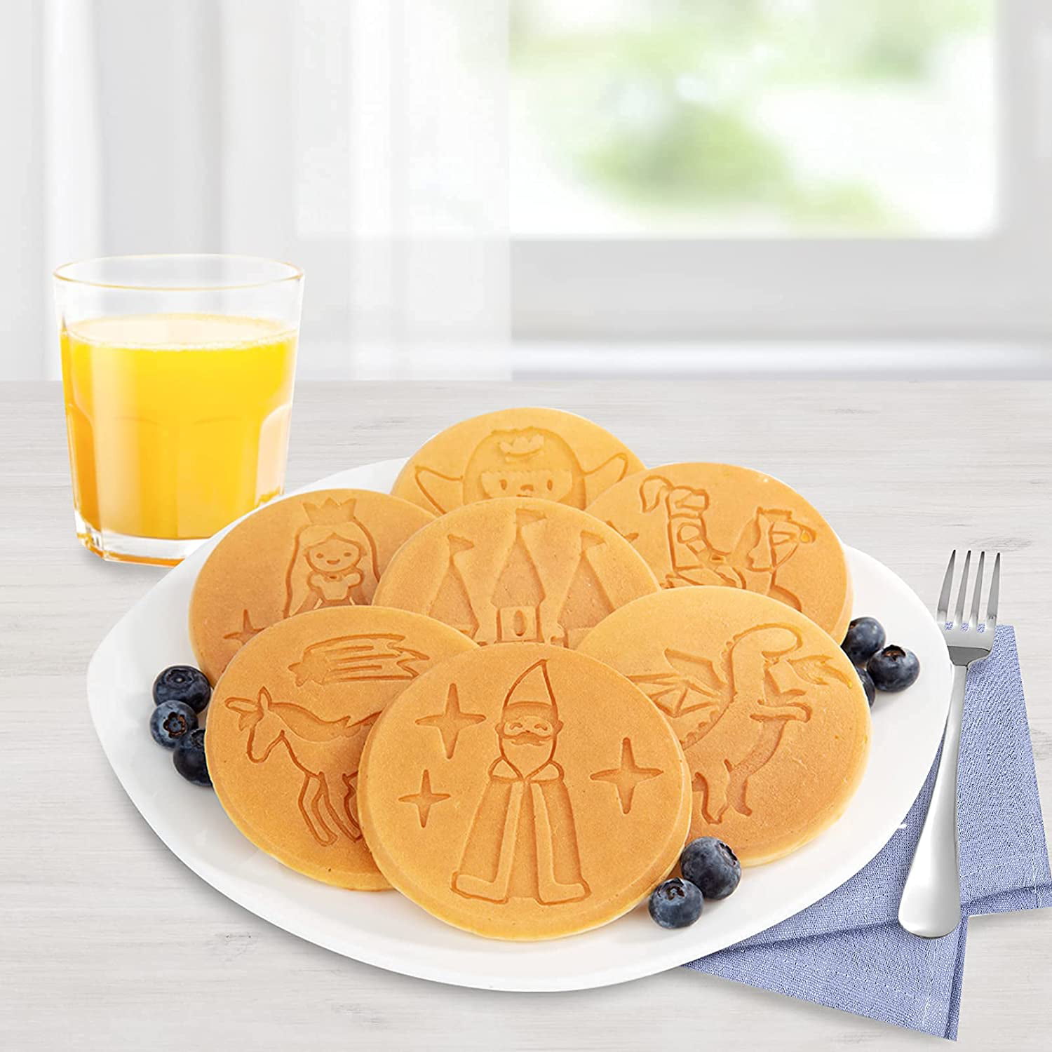 Houselin Pancake Pans For Kids,Pancake Shapes Pan,Mini Pancakes Maker  Nonstick Pancake Griddle 4 Hole Pancake Mold For Breakfast
