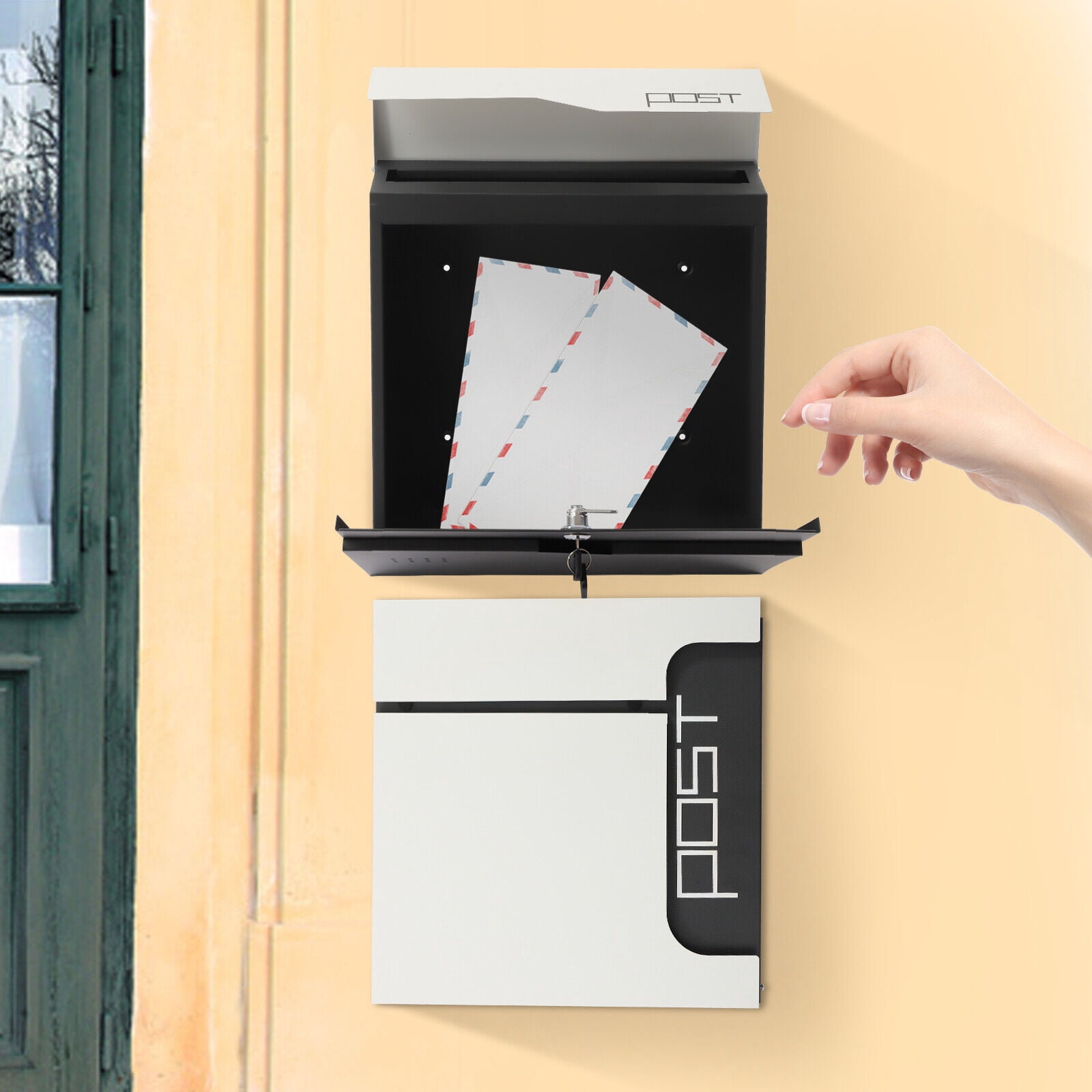 Outdoor Wall Mount Lockable Letters Mailbox Stainless Steel Mail Letter Post Box