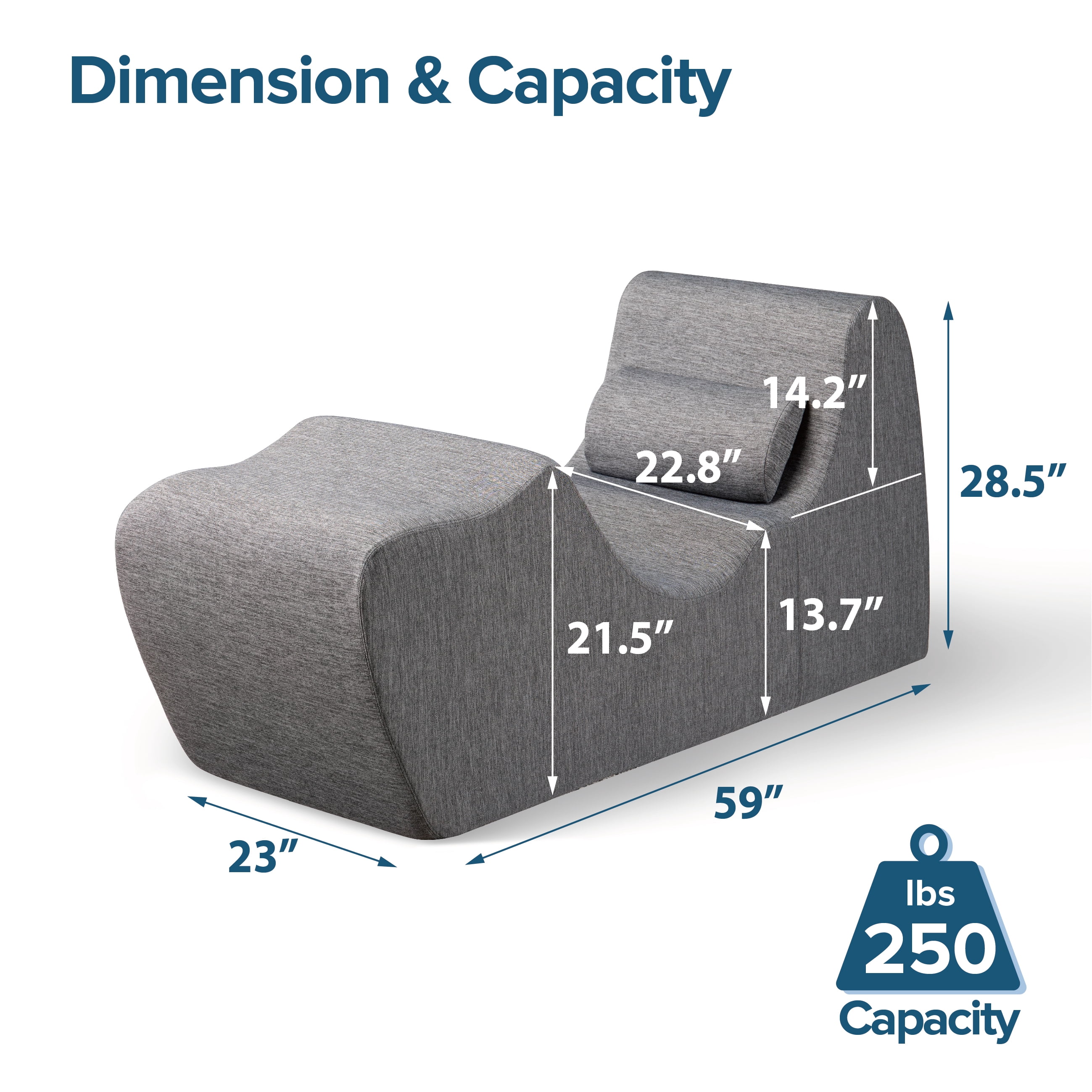 Zinus Lotus Zero Gravity Foam Indoor Chaise Lounger, Herringbone Dark Grey