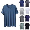 thumbnail image 3 of Chiccall Mens Pajama Tops Plus Size Comfy Soft Stretch Short Sleeve V Neck Pajama T Shirts, 3 of 3