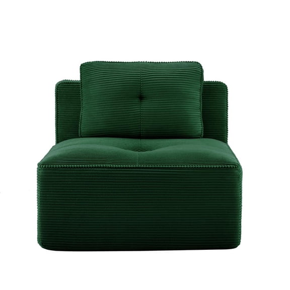 FFZ Armless Corduroy Sofa with Pillows, Green