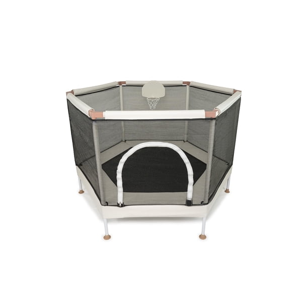 Trampolín Square House Kids de 1,5 m con red de seguridad y aro de baloncesto