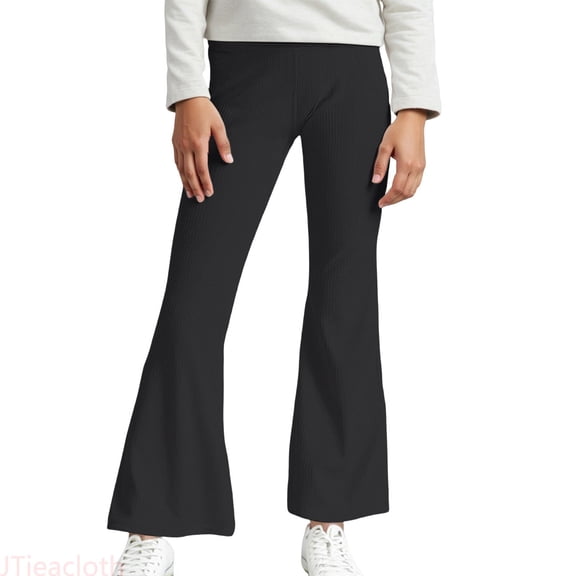 JTieacloth Girls Pants Wide Leg Uniform Pants High Waist Flared Yoga Pants For Girls Stretch Bootcut Leggings Athletic Dance Trousers Comfortable Wide Leg,Sizes 6-7 Years