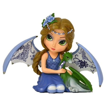 The Hamilton Collection Lifelong Journey Blue Willow Fairy with Dragon Figurine by Jasmine Becket-Griffith 4-Inches