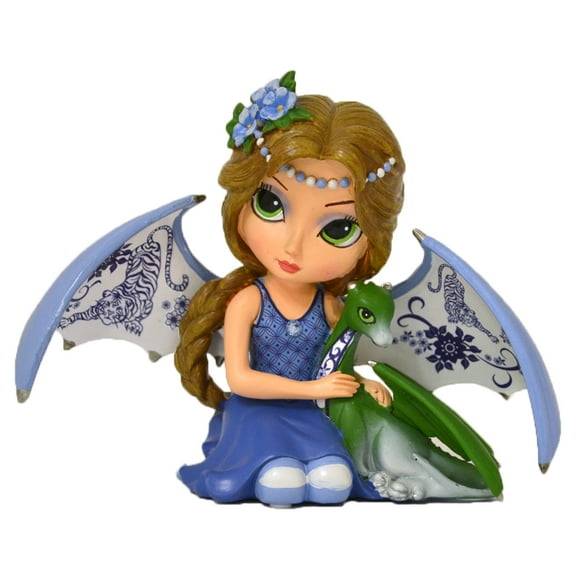 The Hamilton Collection Lifelong Journey Blue Willow Fairy with Dragon Figurine by Jasmine Becket-Griffith 4-Inches